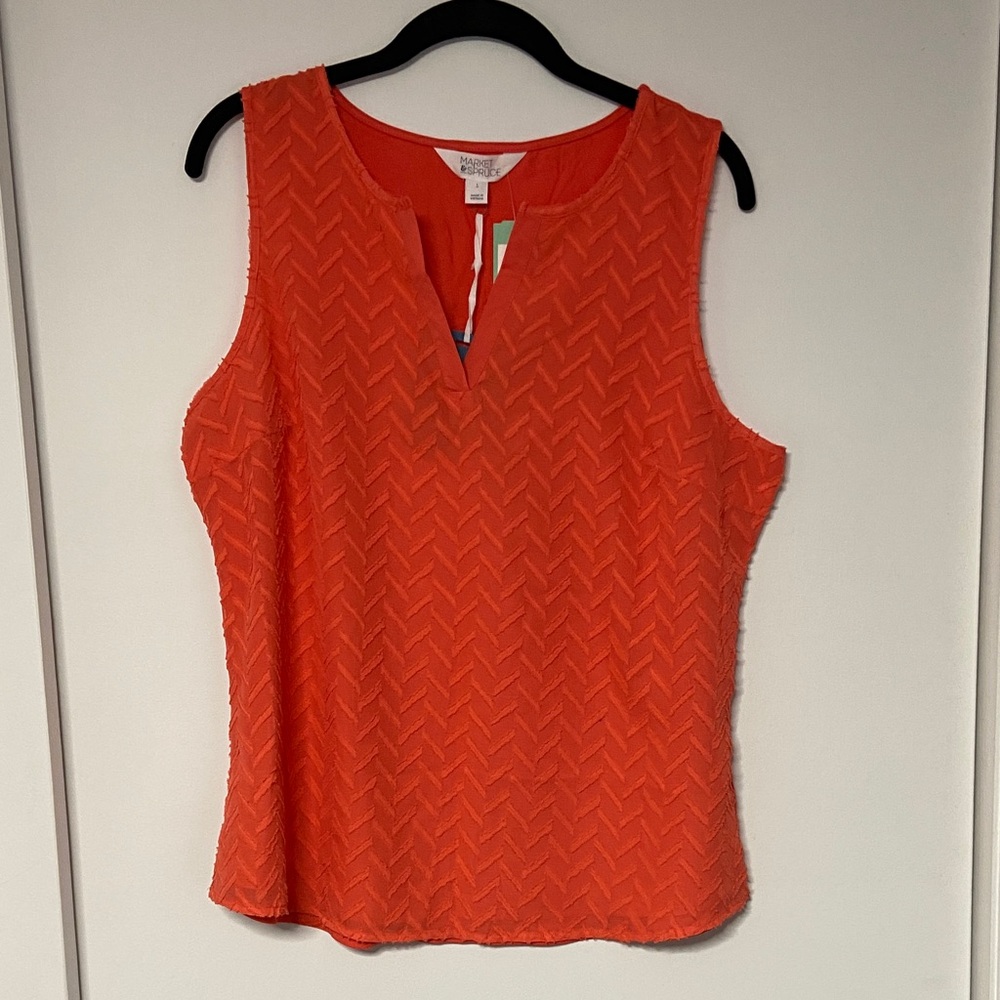 Market & Spruce Ezide Coral Textured Sleeveless Blouse